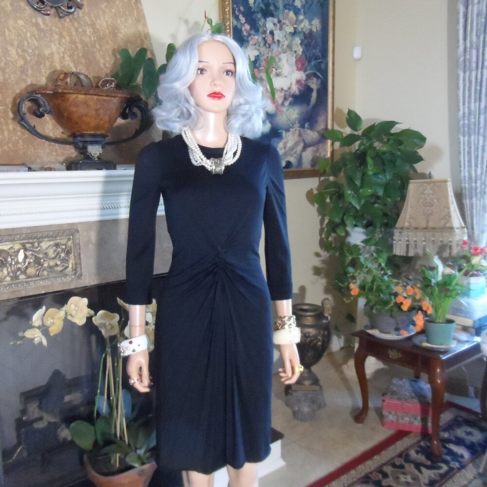 Louis Vuitton Black Wool Blend Front Pleated Sheath Dress Size FR 36-US 4